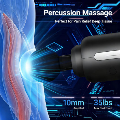 Percussion Massage Gun with 6 Replaceable Heads for Deep Tissue Relief