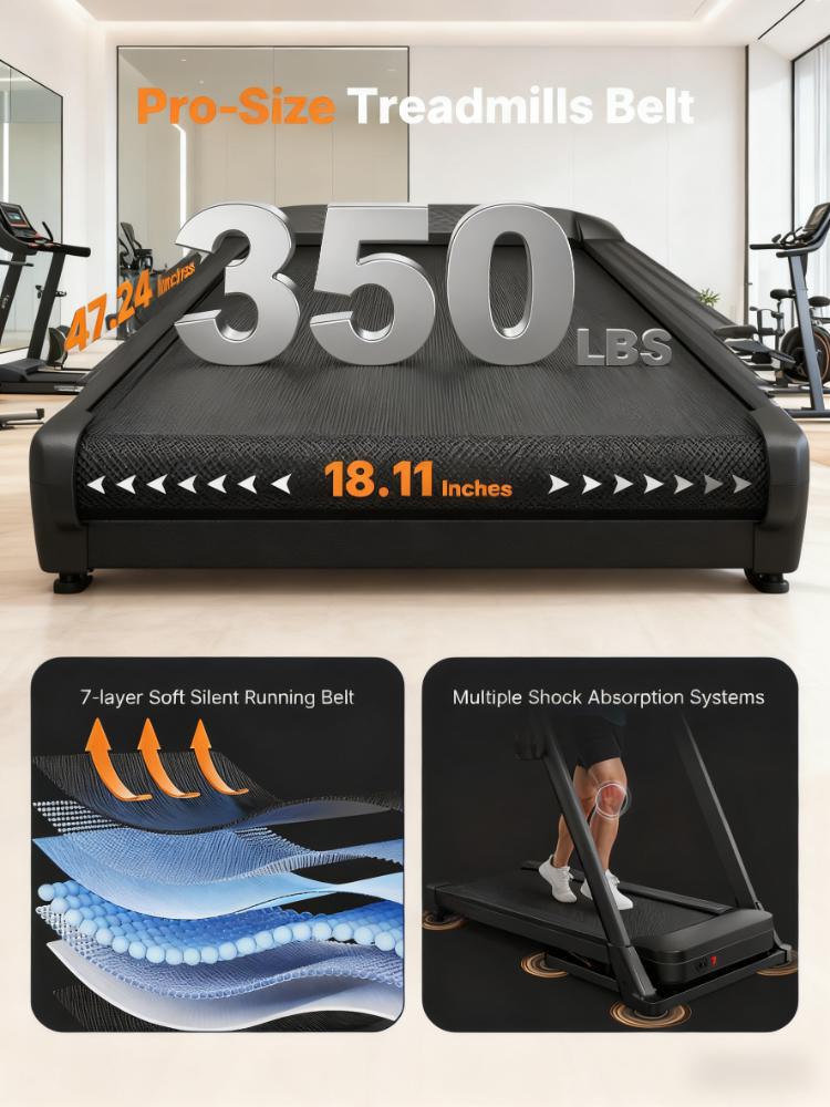 Folding Home Treadmill with 3.5HP Brushless Motor and Multiple Modes