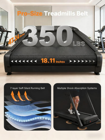 Folding Home Treadmill with 3.5HP Brushless Motor and Multiple Modes