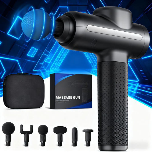 Percussion Massage Gun with 6 Replaceable Heads for Deep Tissue Relief