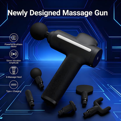 Percussion Massage Gun with 6 Replaceable Heads for Deep Tissue Relief